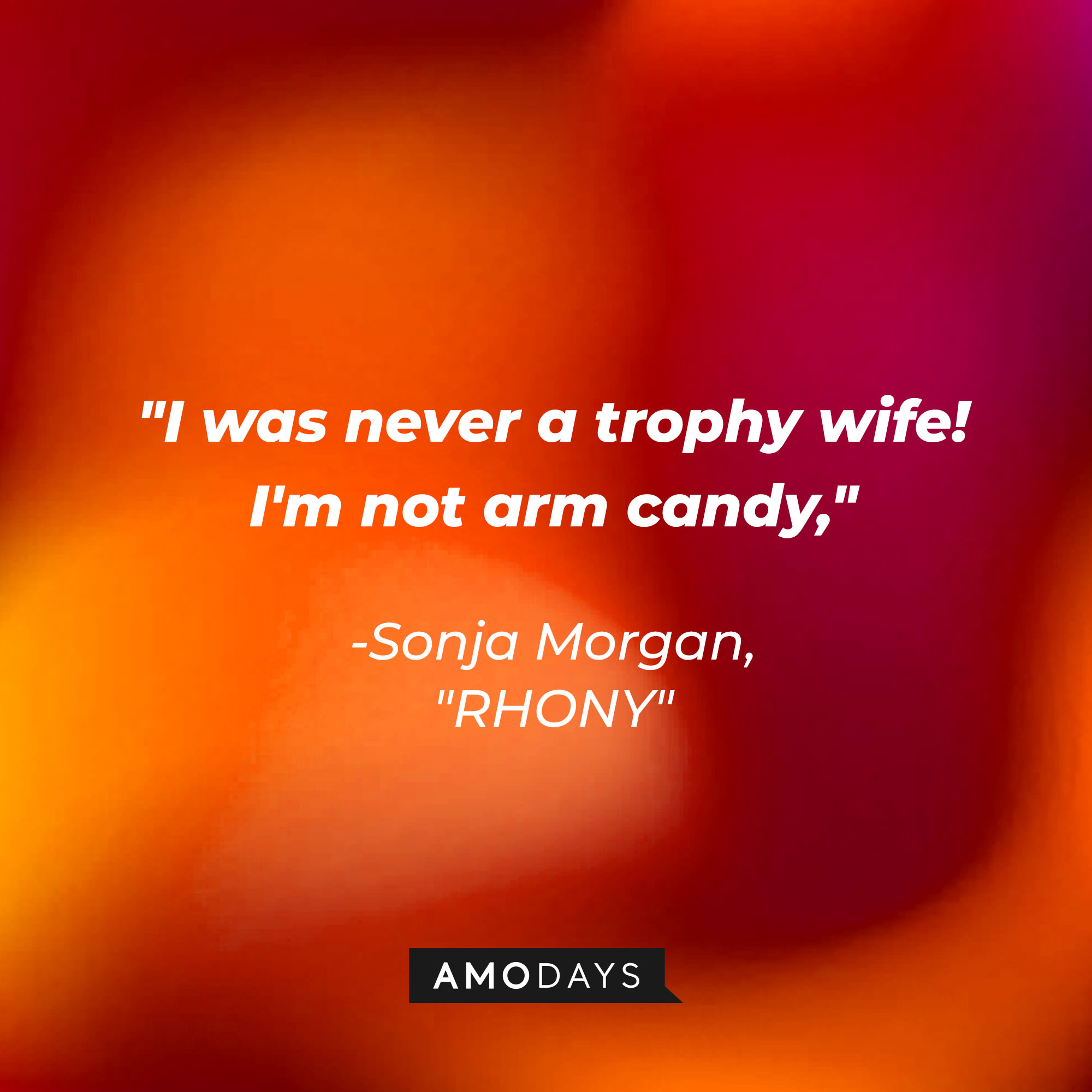 Sonja Morgan's quote: "I was never a trophy wife! I'm not arm candy" | Source: Amodays