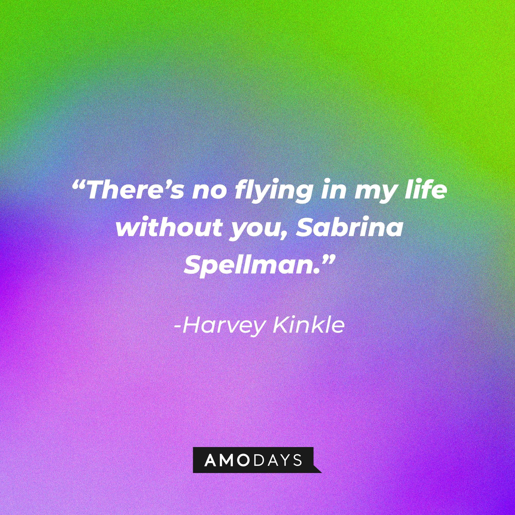 Harvey Kinkle's quote: “There’s no flying in my life without you, Sabrina Spellman.” | Source: Amodays