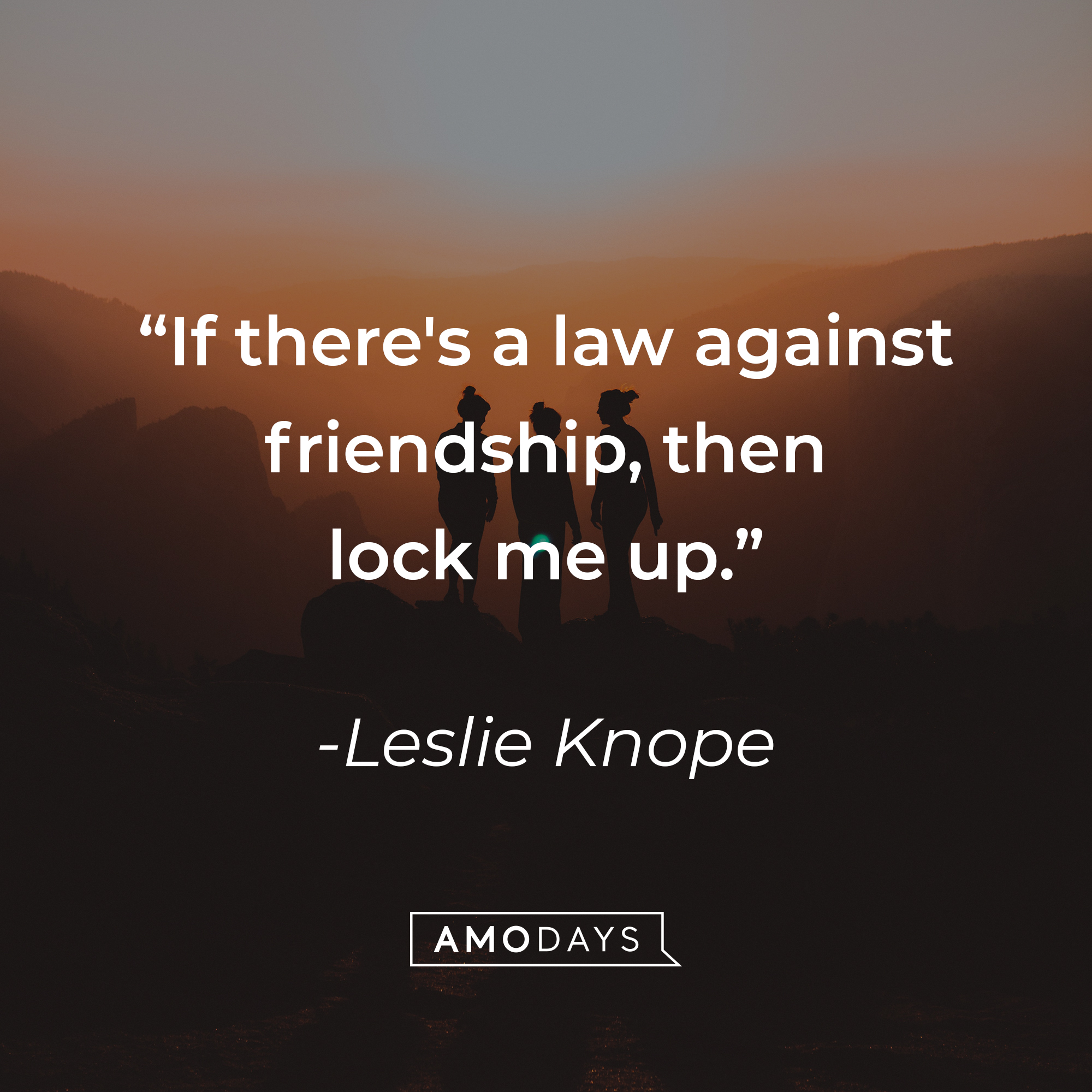Leslie Knope's quote: "If there's a law against friendship, then lock me up." | Source: Unsplash