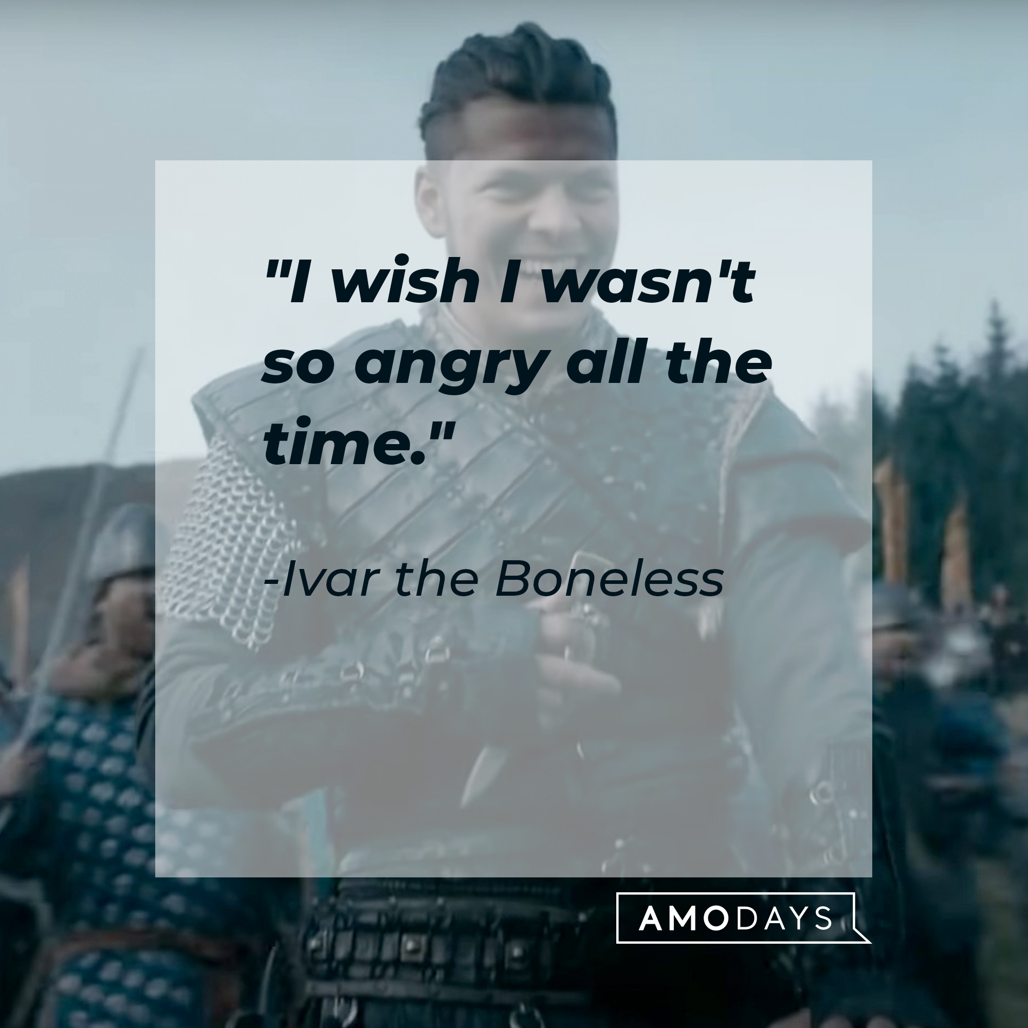 A picture of Ivar the Boneless with his quote: "I wish I wasn't so angry all the time."┃Source: youtube.com/PrimeVideoUK