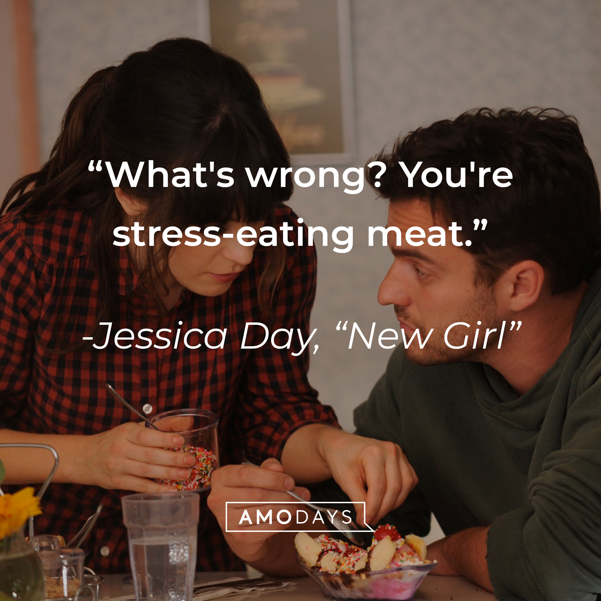 Jessica Day’s quote from “New Girl”: “What's wrong? You're stress-eating meat.” | Source: facebook.com/OfficialNewGirl