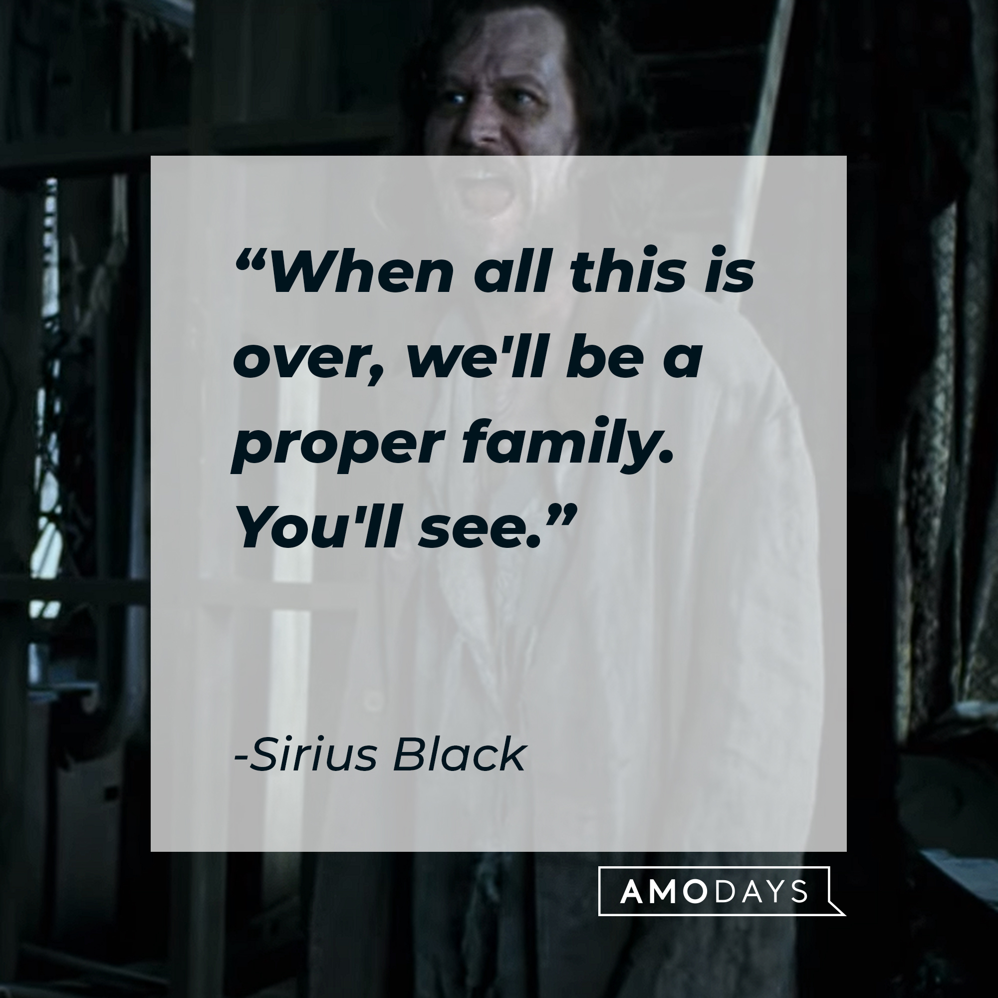 Sirius Black's quote: "When all this is over, we'll be a proper family. You'll see." | Source: YouTube/harrypotter