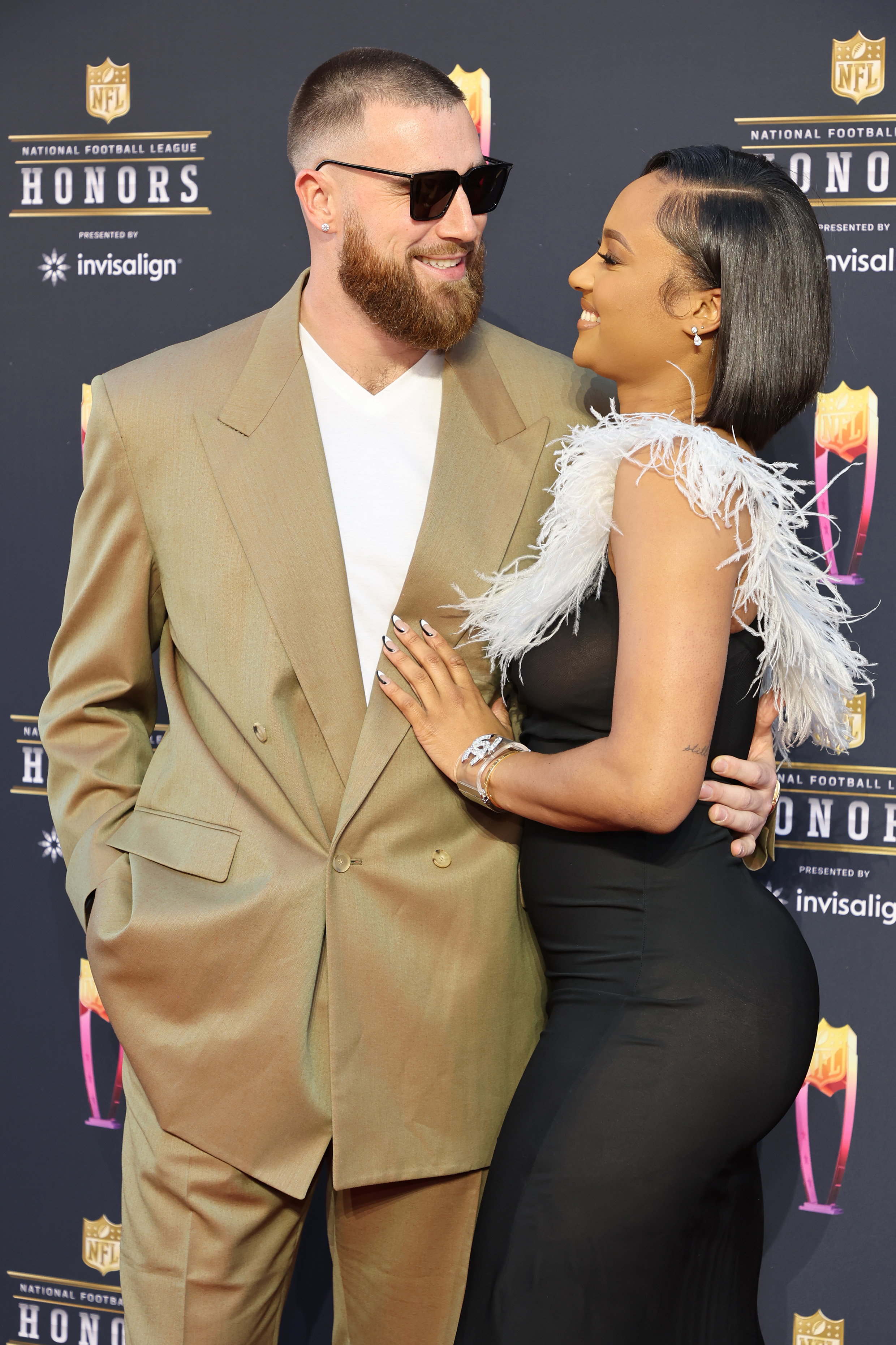 (L-R) Travis Kelce and Kayla Nicole attend the 11th Annual NFL Honors at YouTube Theater on February 10, 2022, in Inglewood, California | Source: Getty Images