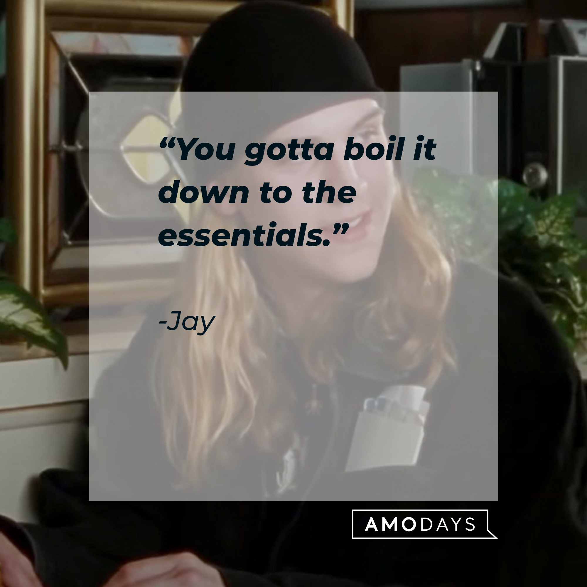 Jay, with his quote: “You gotta boil it down to the essentials.” | Source: facebook.com/ChasingAmyMovie