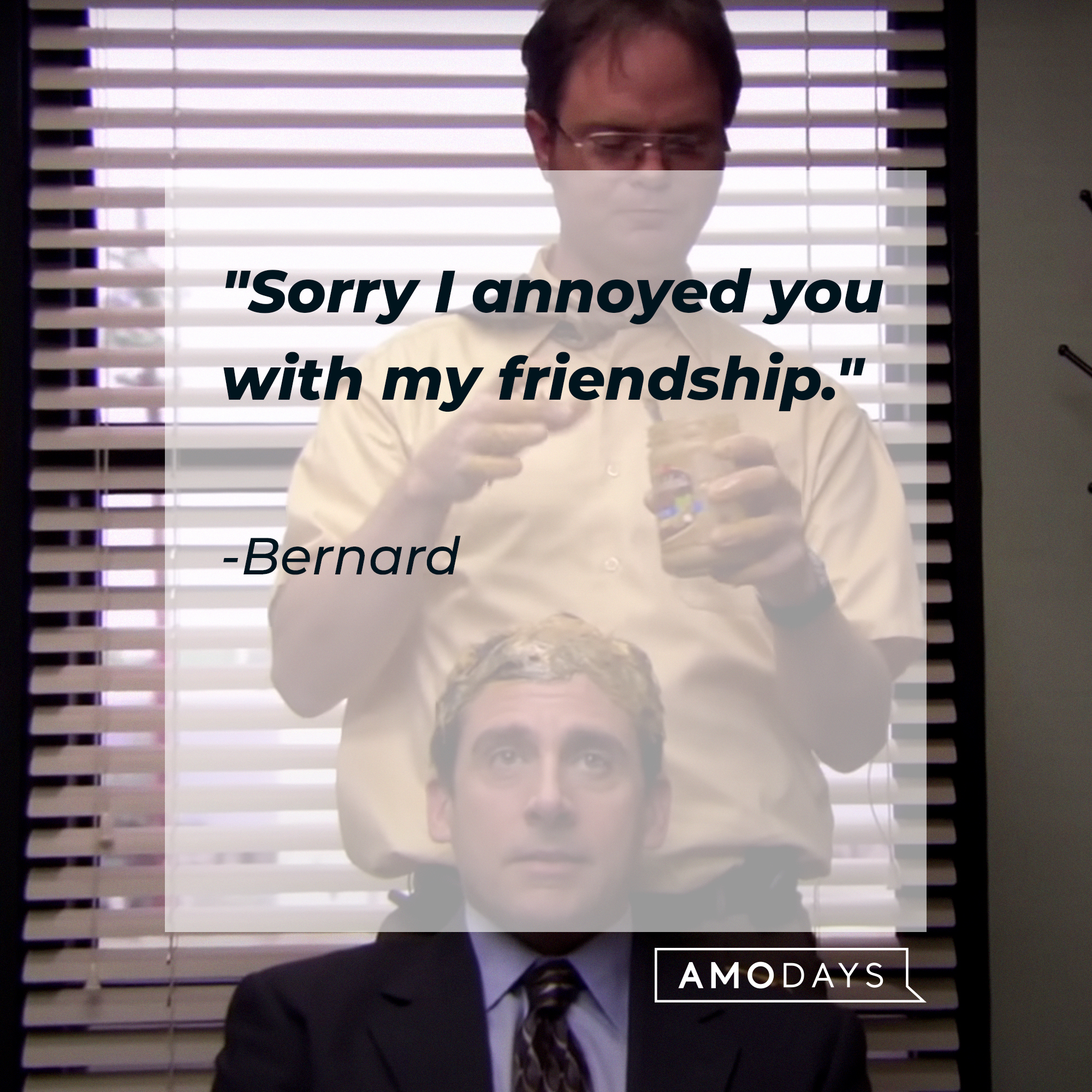 Bernard's quote: "Sorry I annoyed you with my friendship" | Source: Youtube.com/TheOffice