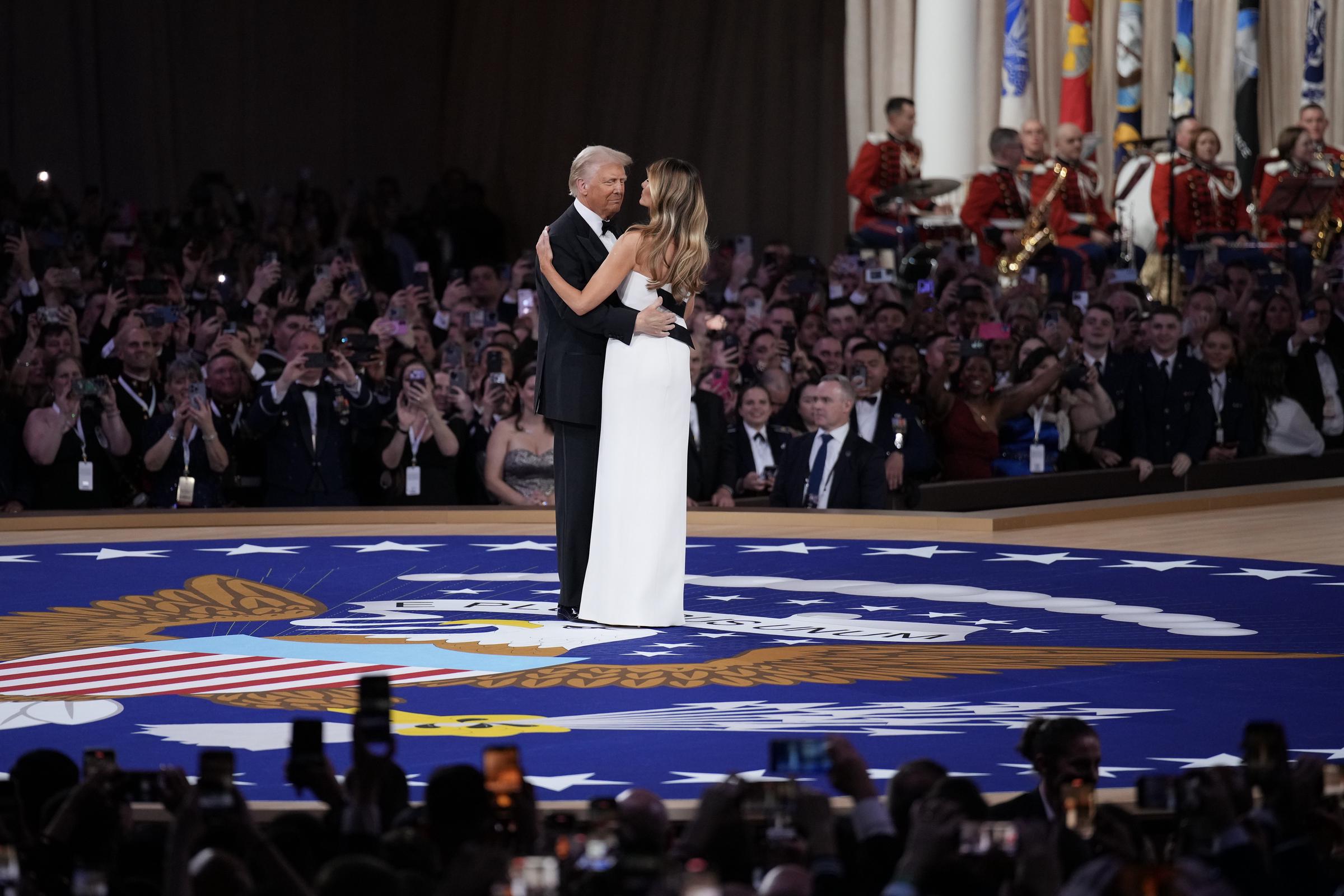 Donald and Melania Trump dancing to "The Battle Hymn of the Republic" at the Commander-in-Chief Ball. | Source: Getty Images