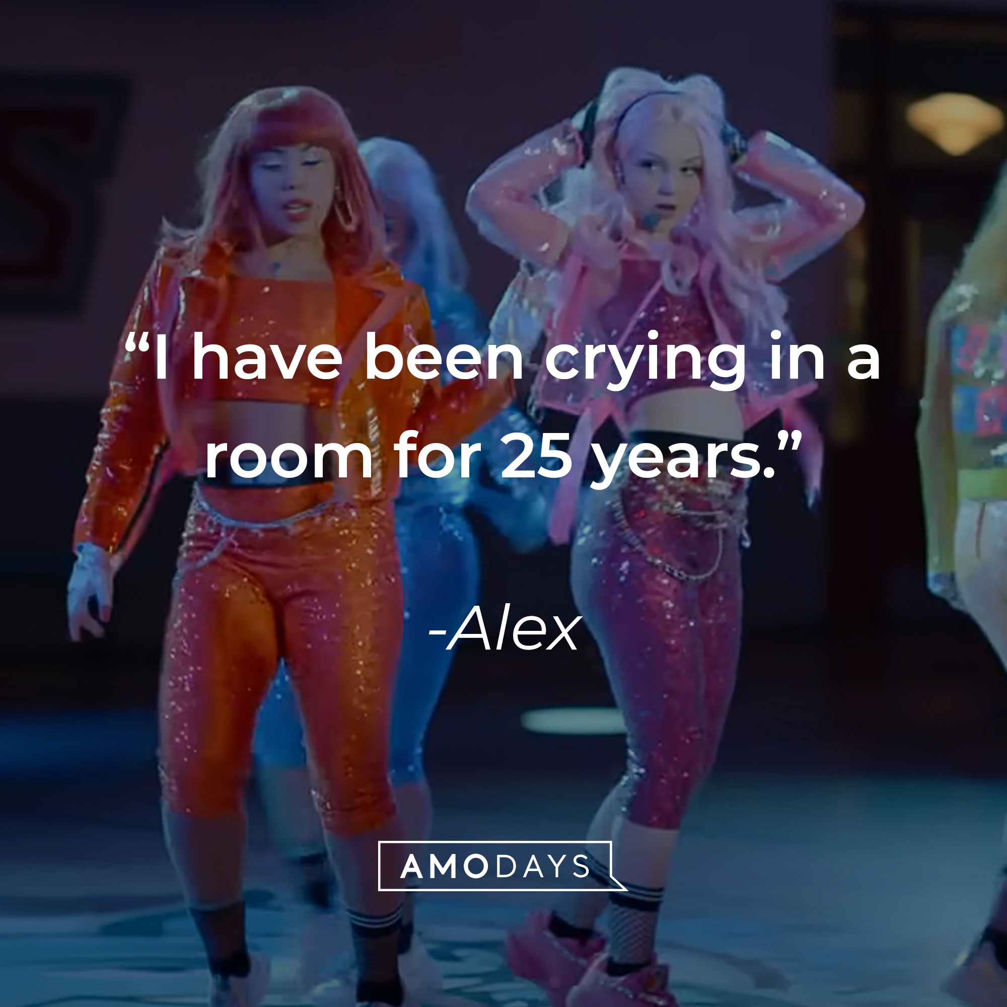 An image of characters from “Julia and the Phantoms” band with Alex’s quote: “I have been crying in a room for 25 years.” | Source: youtube.com/netflixafterschool