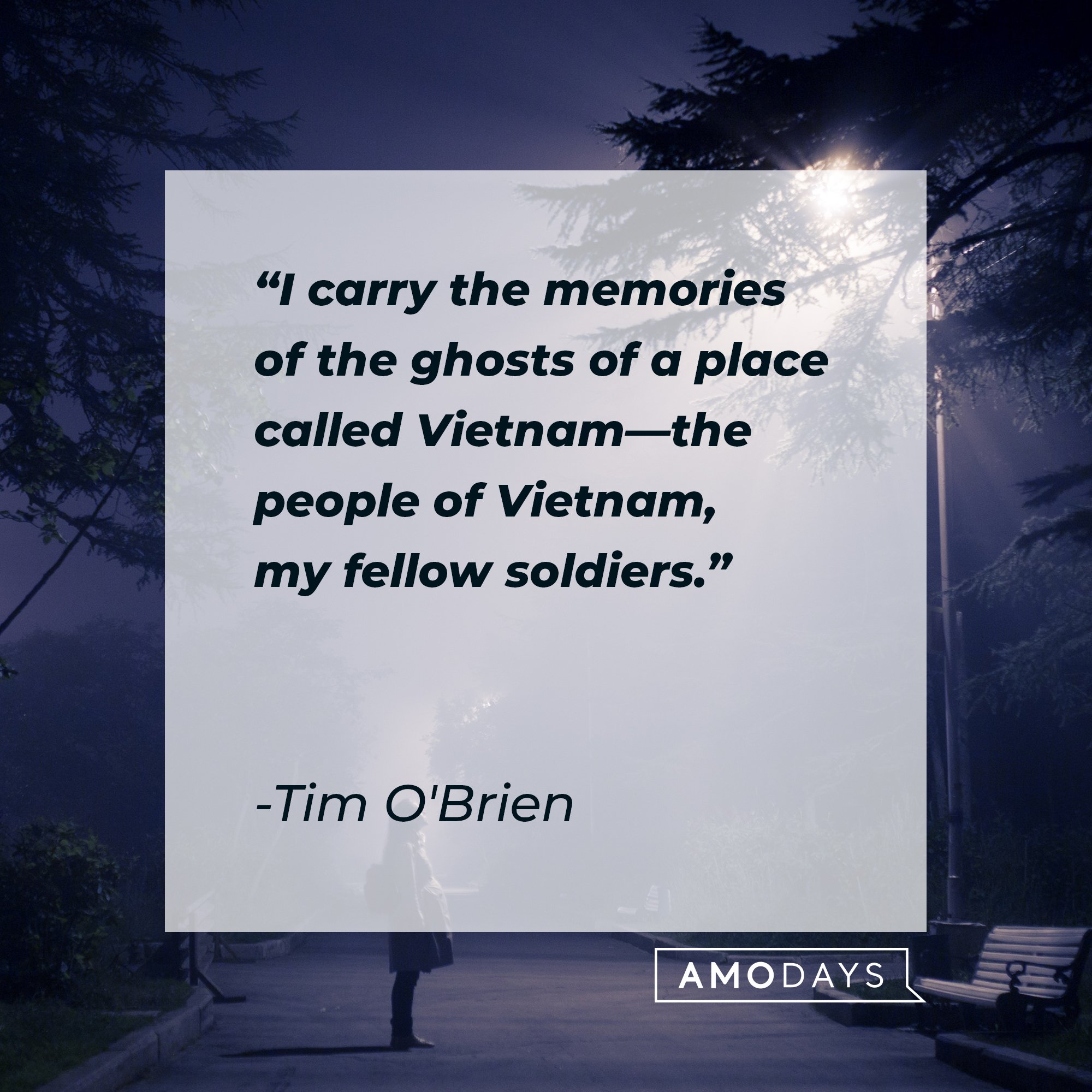 Tim O'Brien’s quote: "I carry the memories of the ghosts of a place called Vietnam—the people of Vietnam, my fellow soldiers." | Image: AmoDays