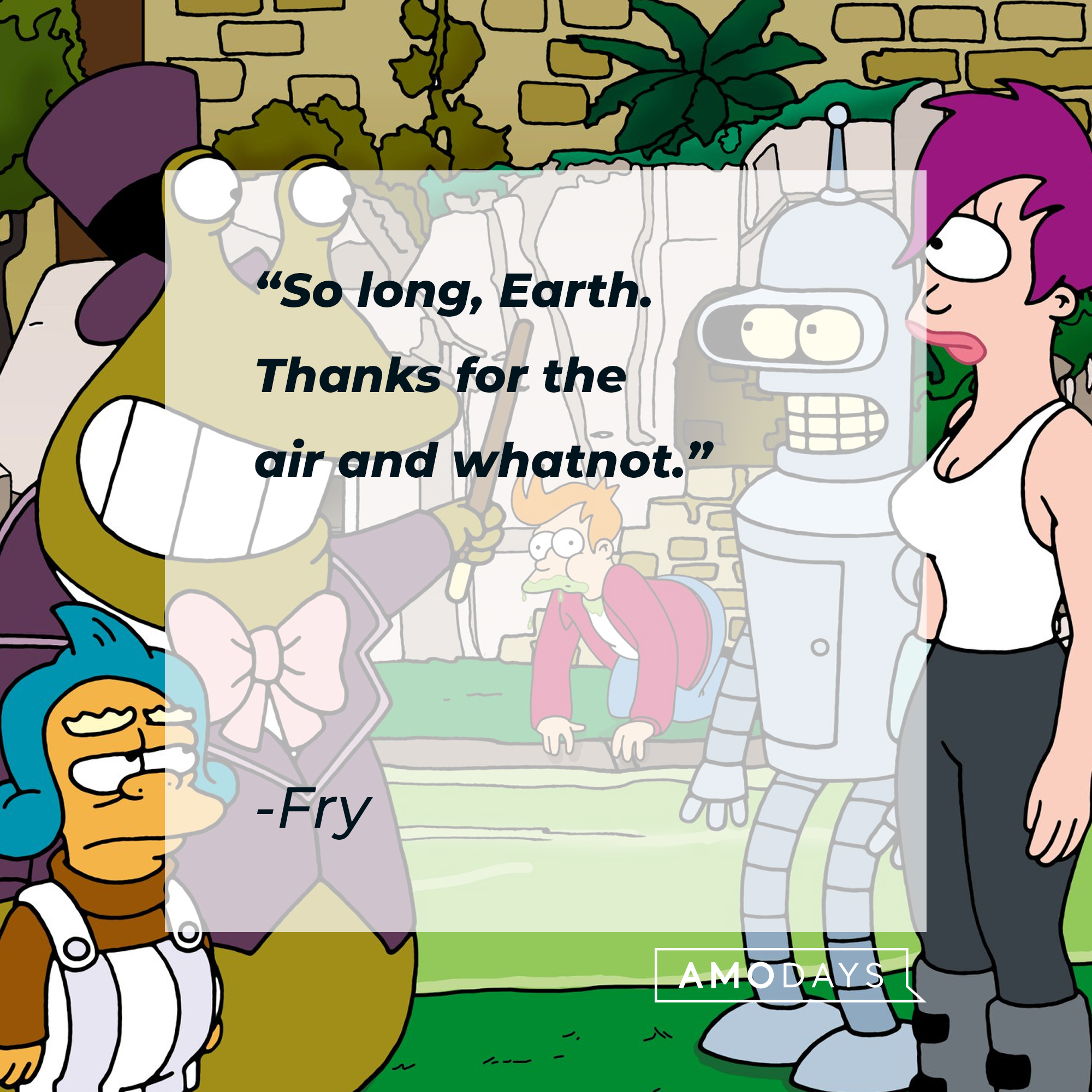 Fry Futurama's quote: "So long, Earth. Thanks for the air and whatnot." | Source: Facebook.com/Futurama