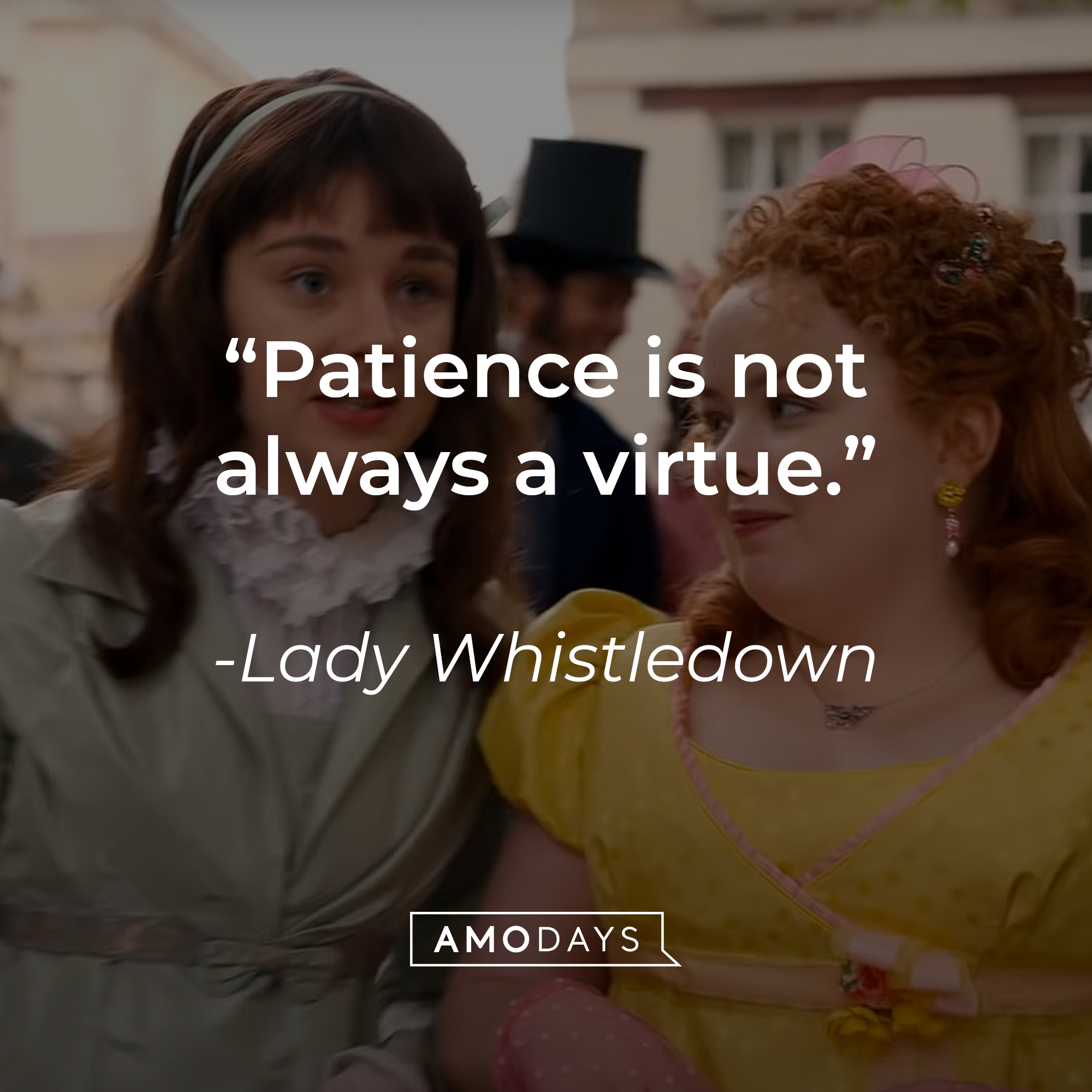 Lady Whistledown's quote: "Patience is not always a virtue." | Source: Youtube.com/Netflix