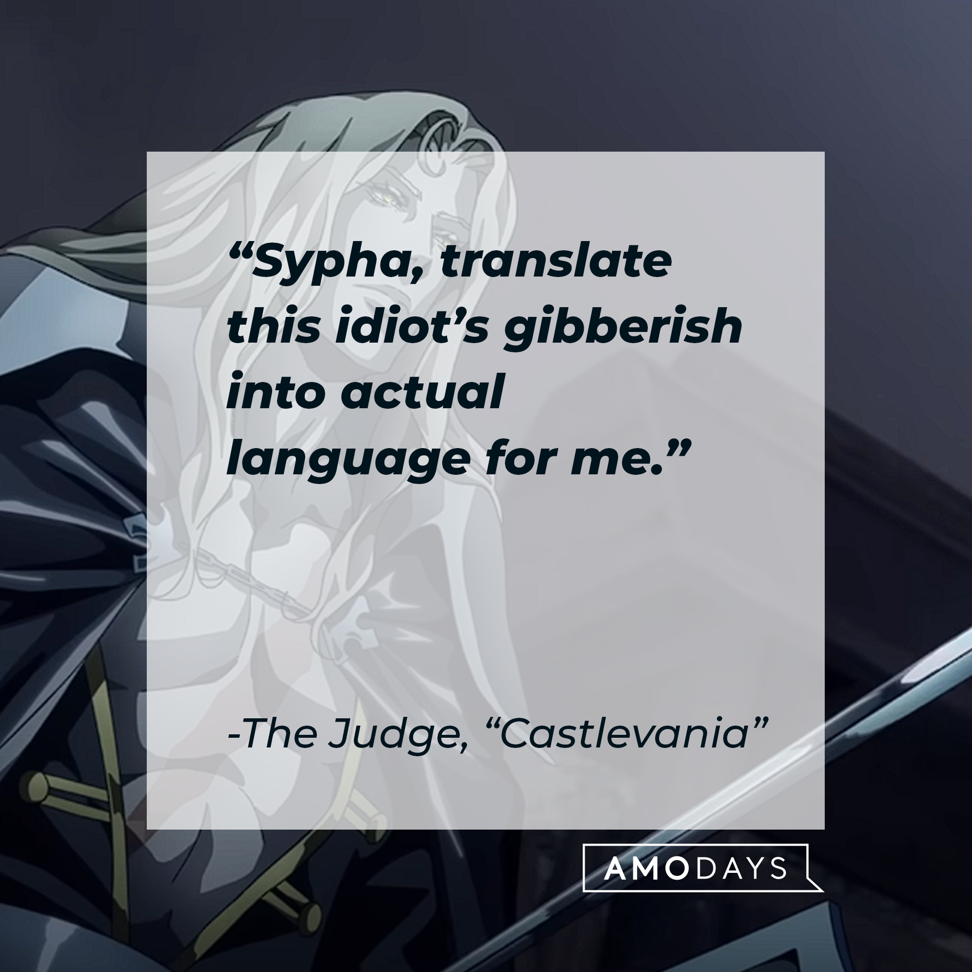 Lenore's quote from "Castlevania:" “Sypha, translate this idiot’s gibberish into actual language for me.” | Source: Youtube.com/Netflix