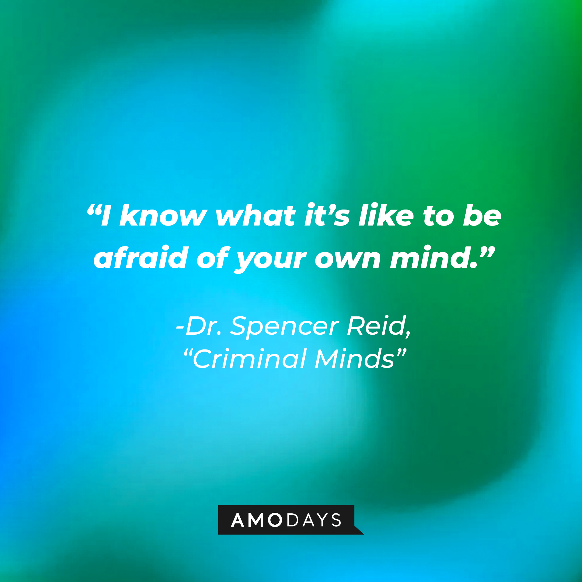 Dr. Spencer Reid's quote: “I know what it’s like to be afraid of your own mind.” | Source: Amodays