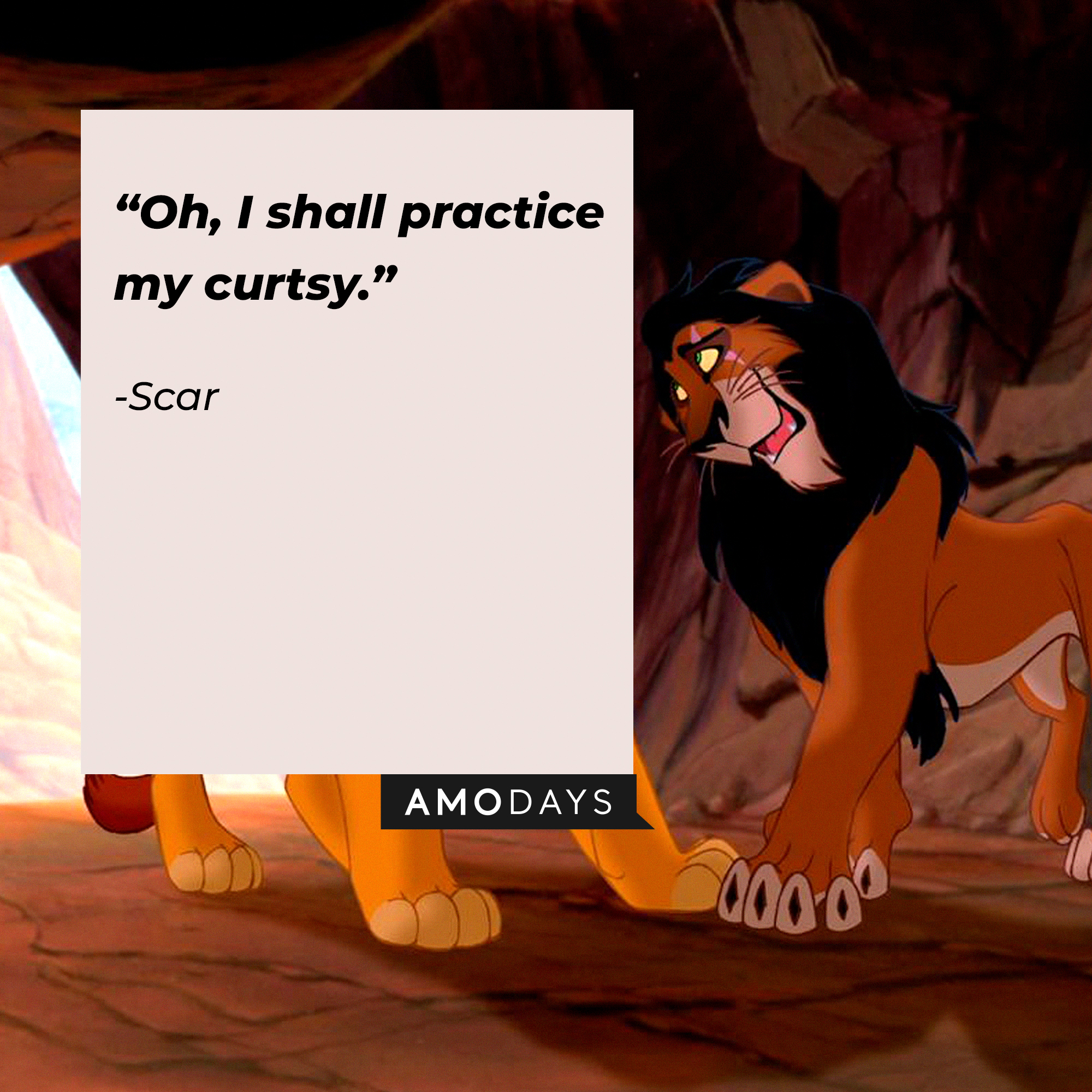 A photo of Scar with the quote, "Oh, I shall practice my curtsy." | Source: Facebook/DisneyTheLionKing