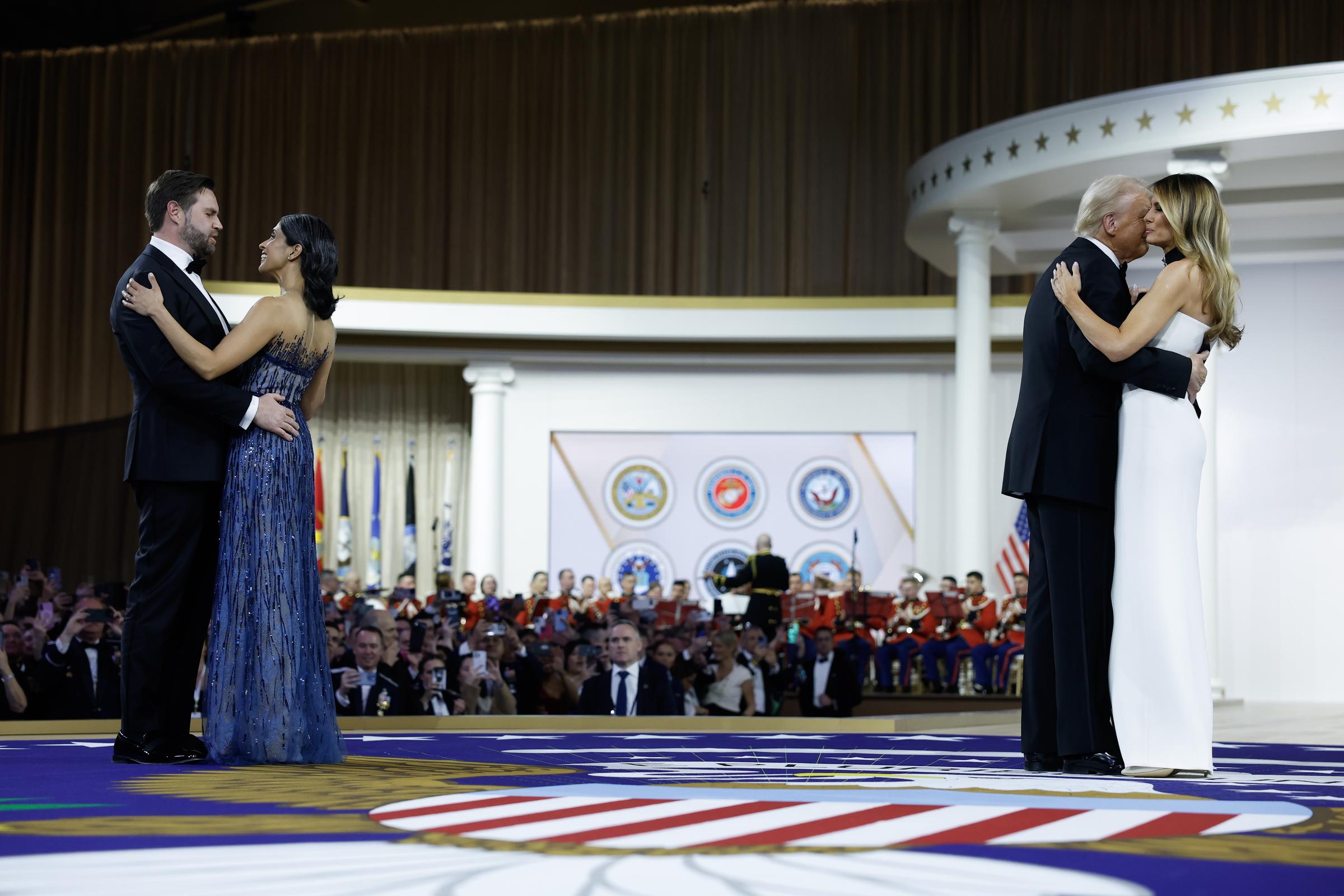 Vice President JD and Second Lady Usha Vance dancing alongside President Donald Trump and First Lady Melania Trump at the Commander-in-Chief Ball. | Source: Getty Images