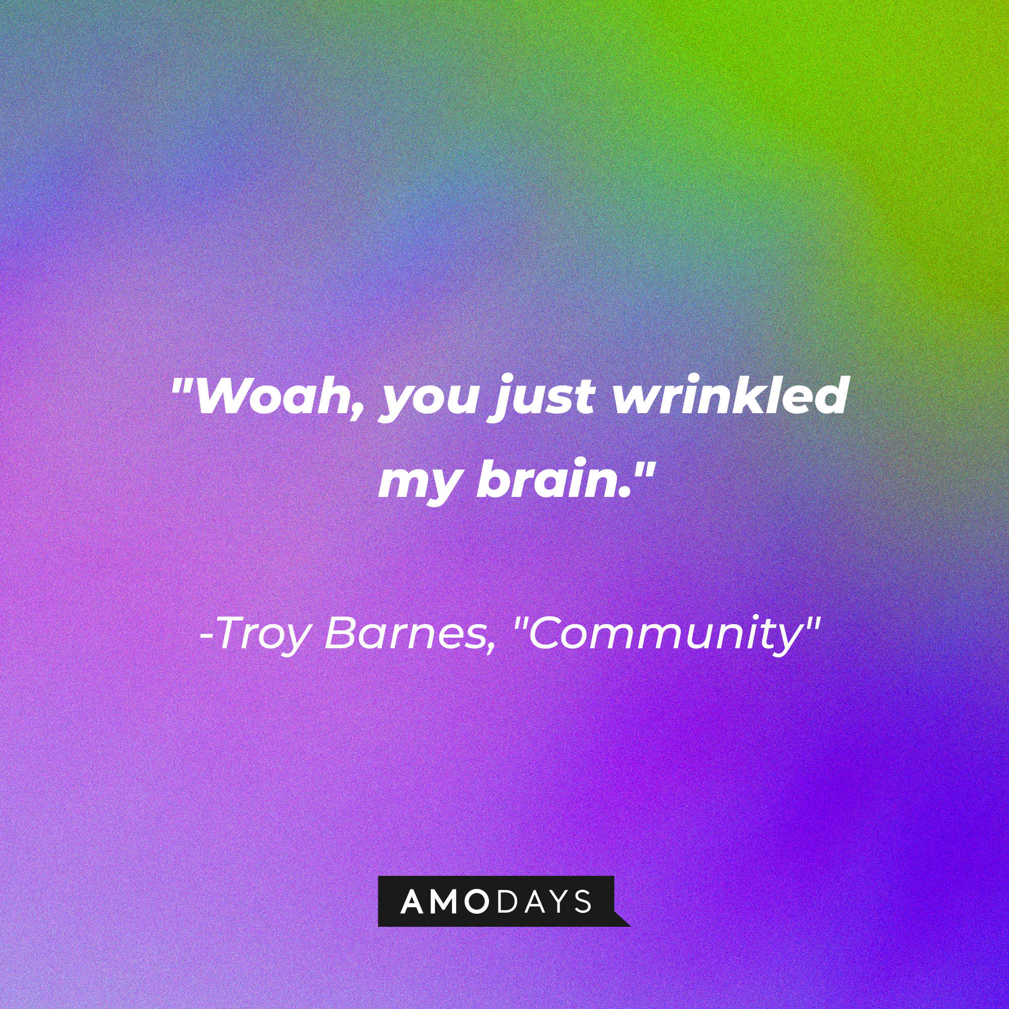 Troy Barnes' quote: "Woah, you just wrinkled my brain." | Source: Amodays