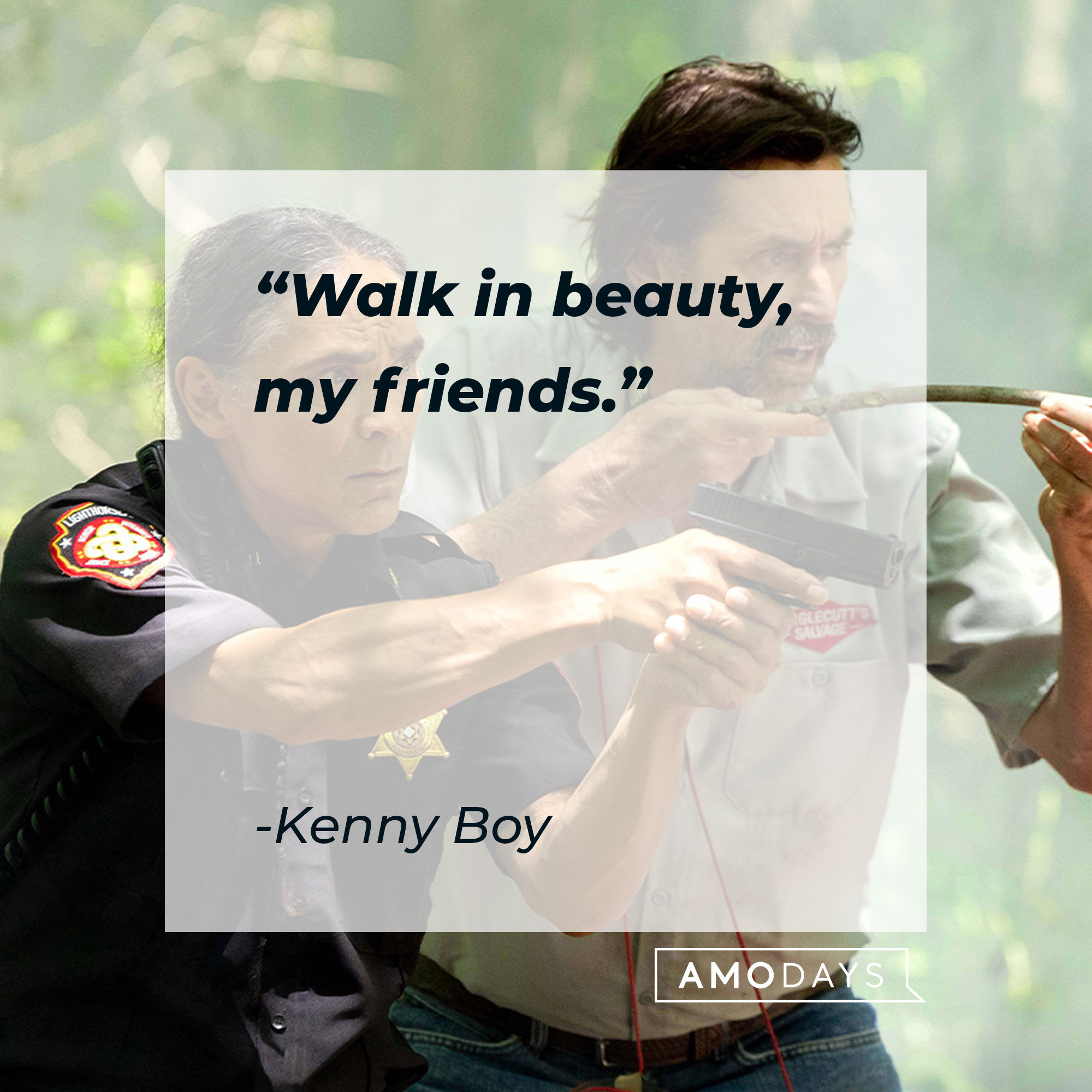 Officer Big and Kenny Boy, with Boy’s quote: “Walk in beauty, my friends.” | Source: Facebook.com/RezDogsFX