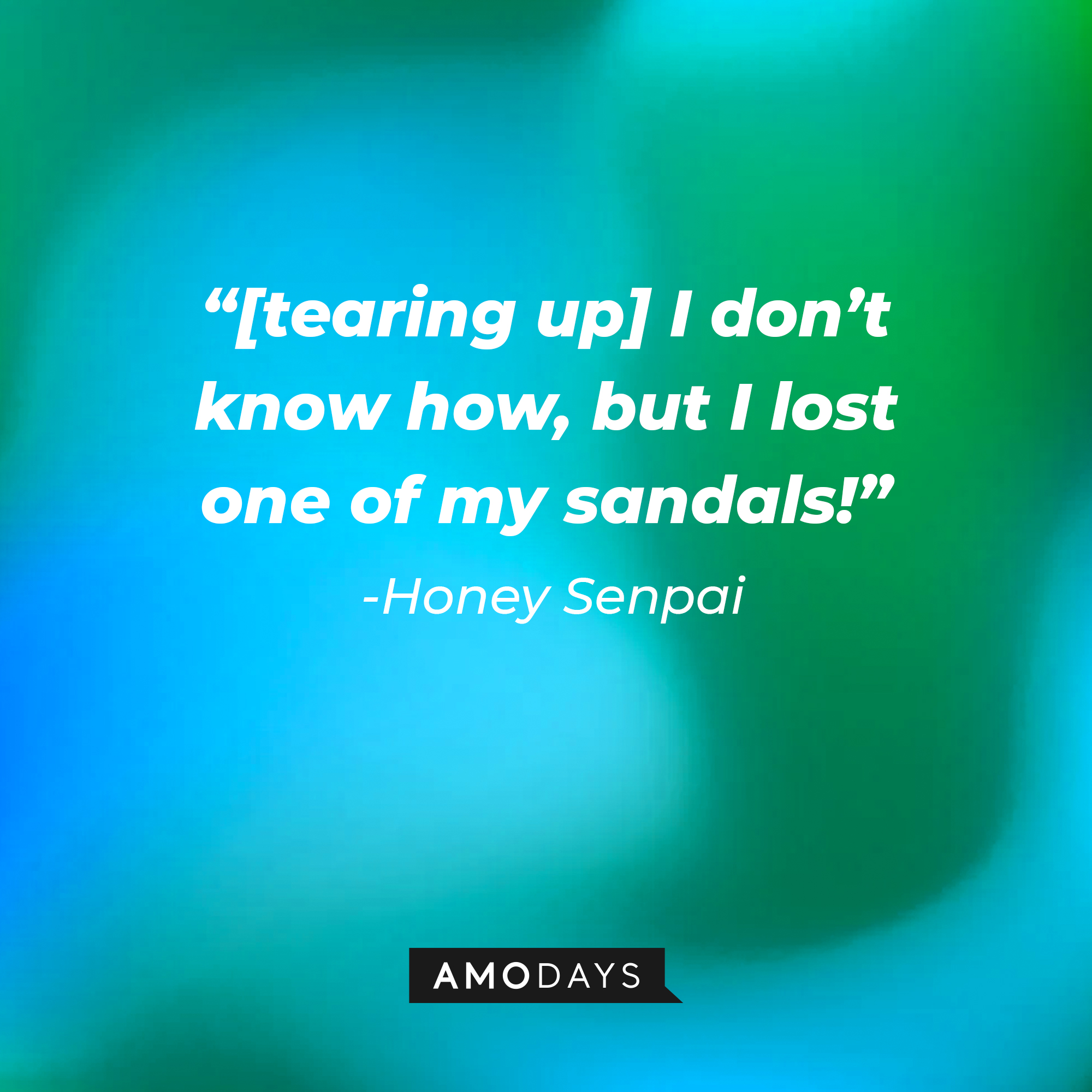 Honey Senpai’s quote: "[tearing up] I don’t know how, but I lost one of my sandals!” | Source: AmoDays