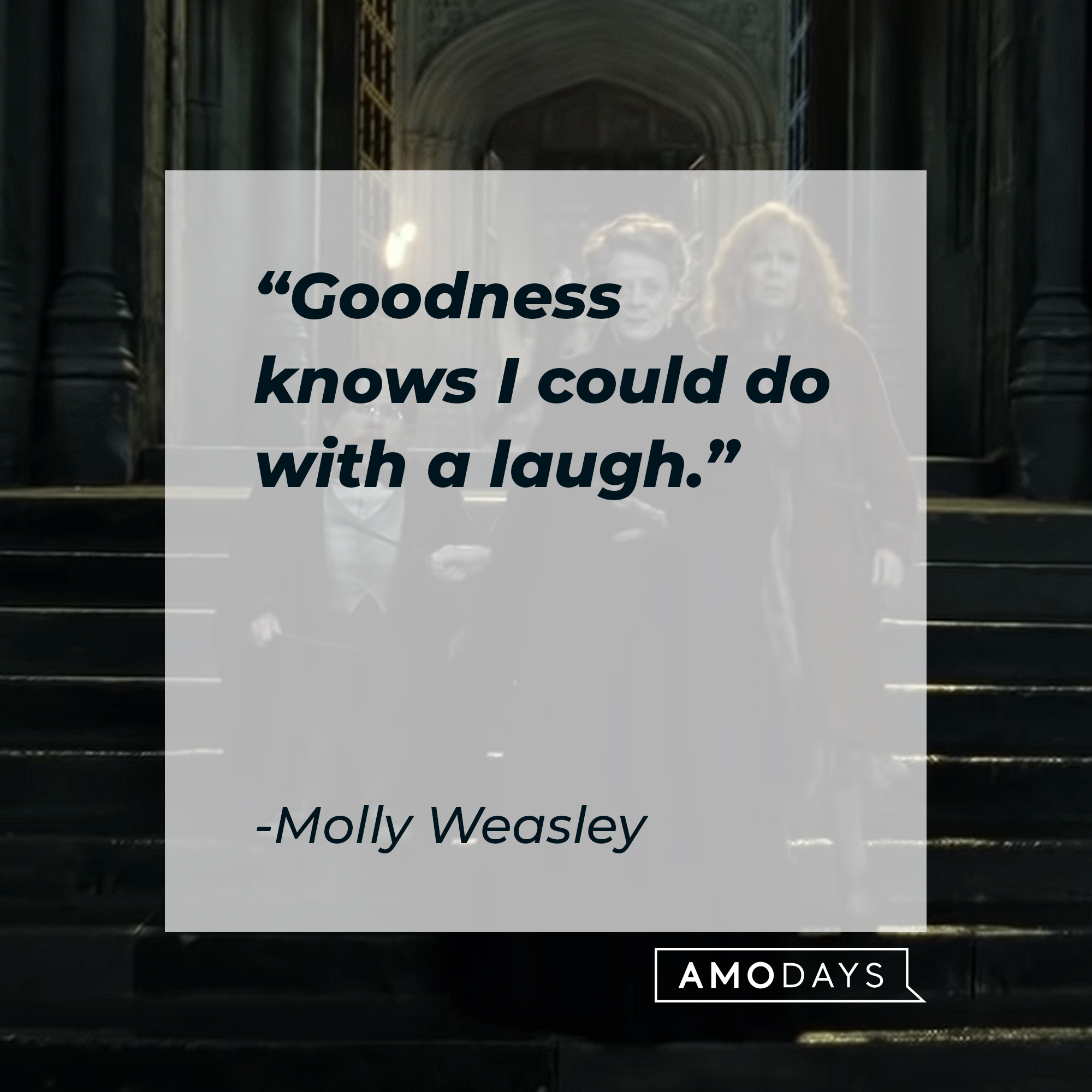 Molly Weasley's quote: "Goodness knows I could do with a laugh." | Source: Youtube.com/harrypotter