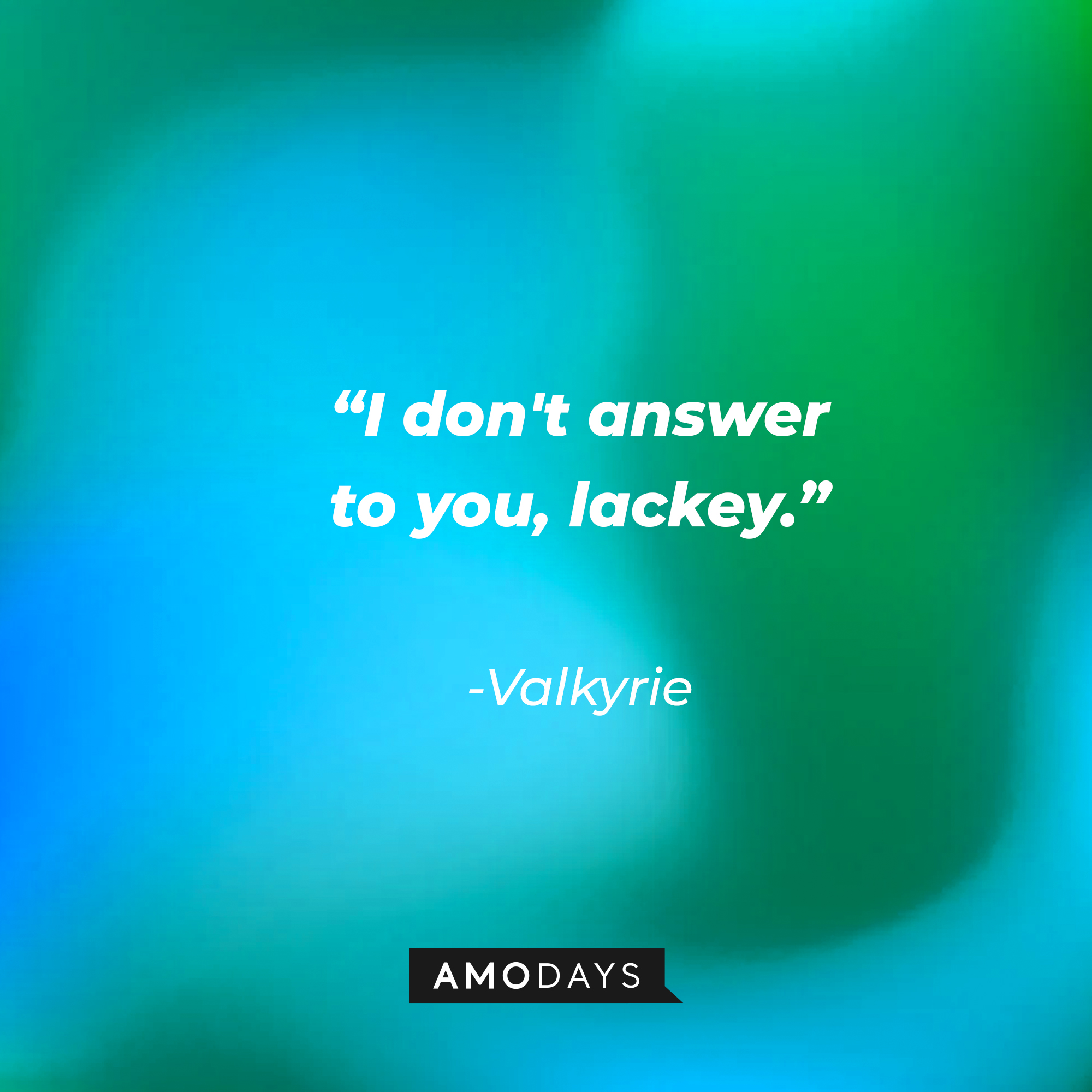 Valkyrie's quote: “I don't answer to you, lackey.” | Source: Amodays