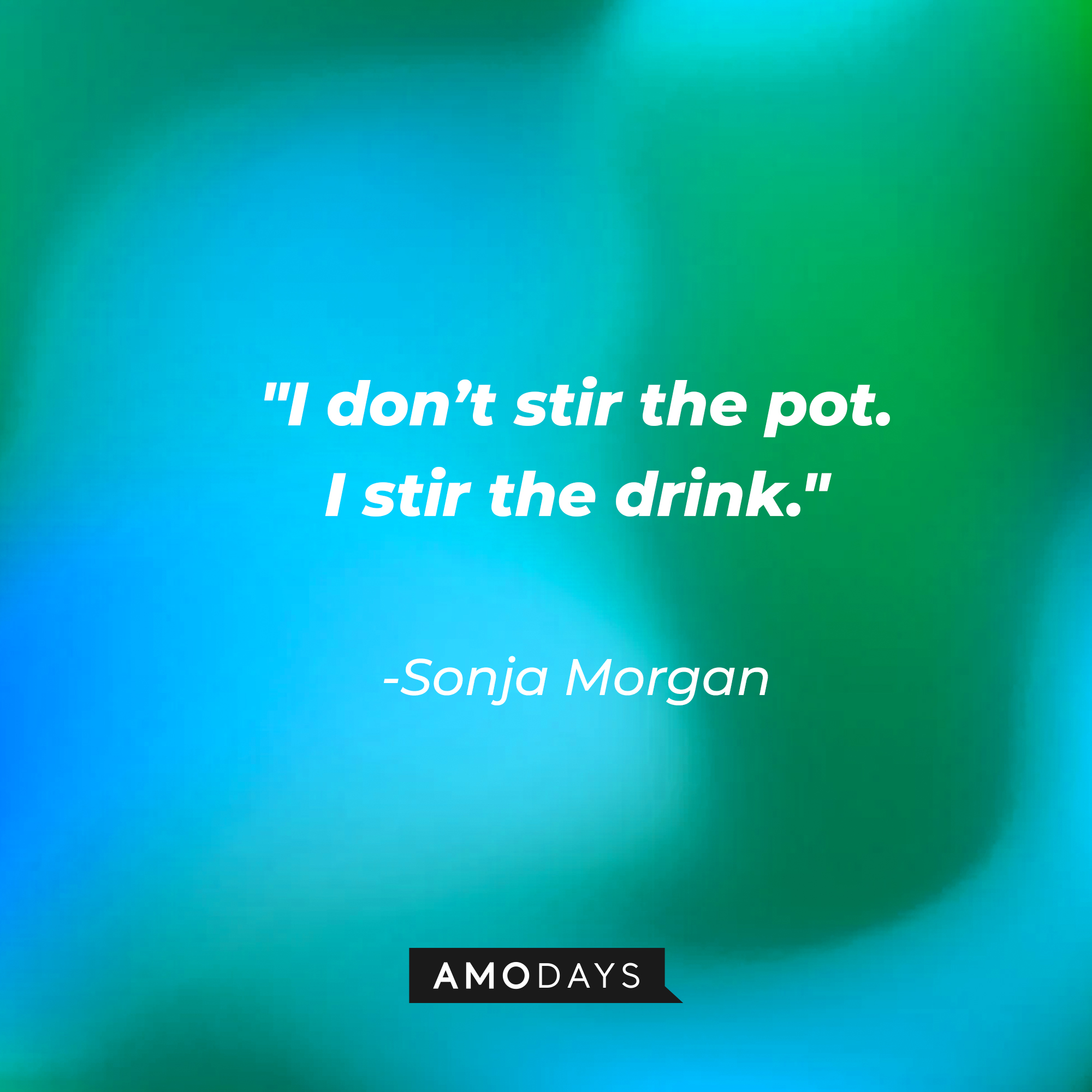 Sonja Morgan's quote: "I don't stir the pot. I stir the drink." | Source: Amodays