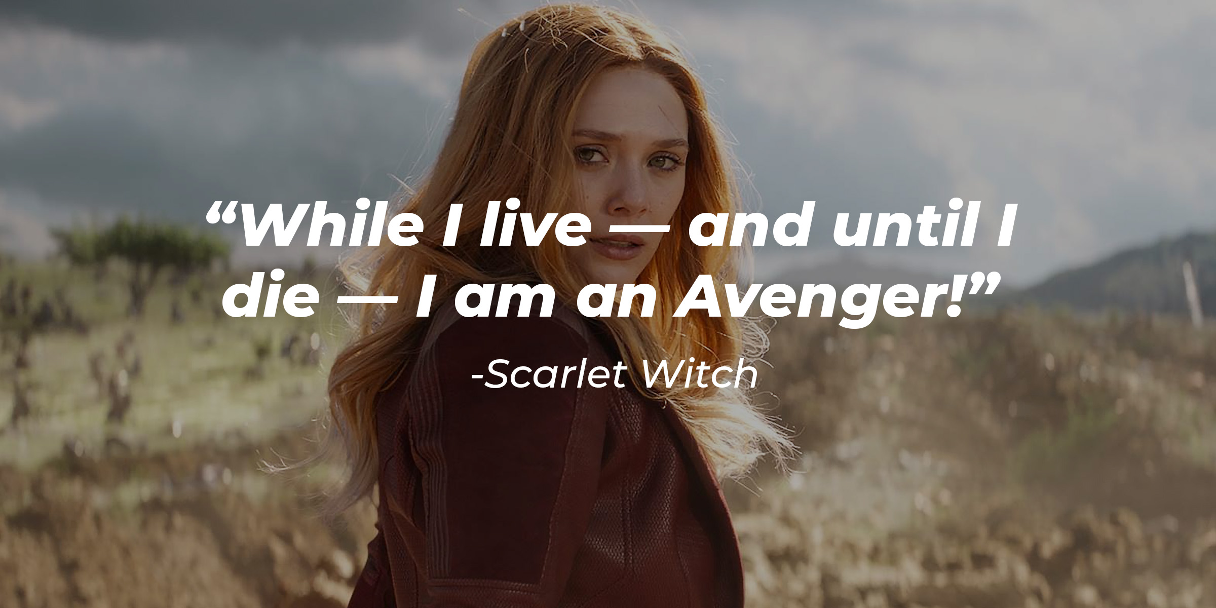 An image of Scarlet Witch, with her quote: "While I live —and until I die — I am an Avenger!" | Source: Facebook.com/DoctorStrangeOfficial