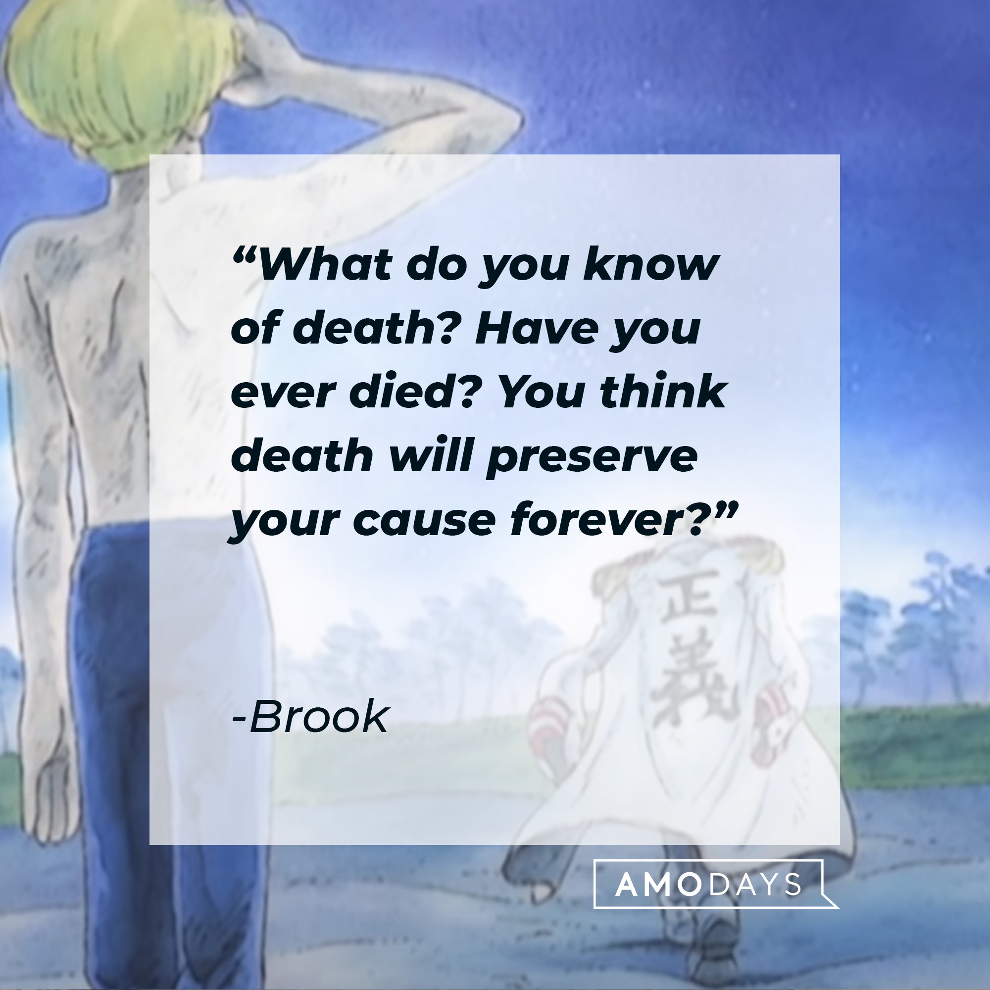 Brook's quote: "What do you know of death? Have you ever died? You think death will preserve your cause forever? Ridiculous!" | Image: AmoDays