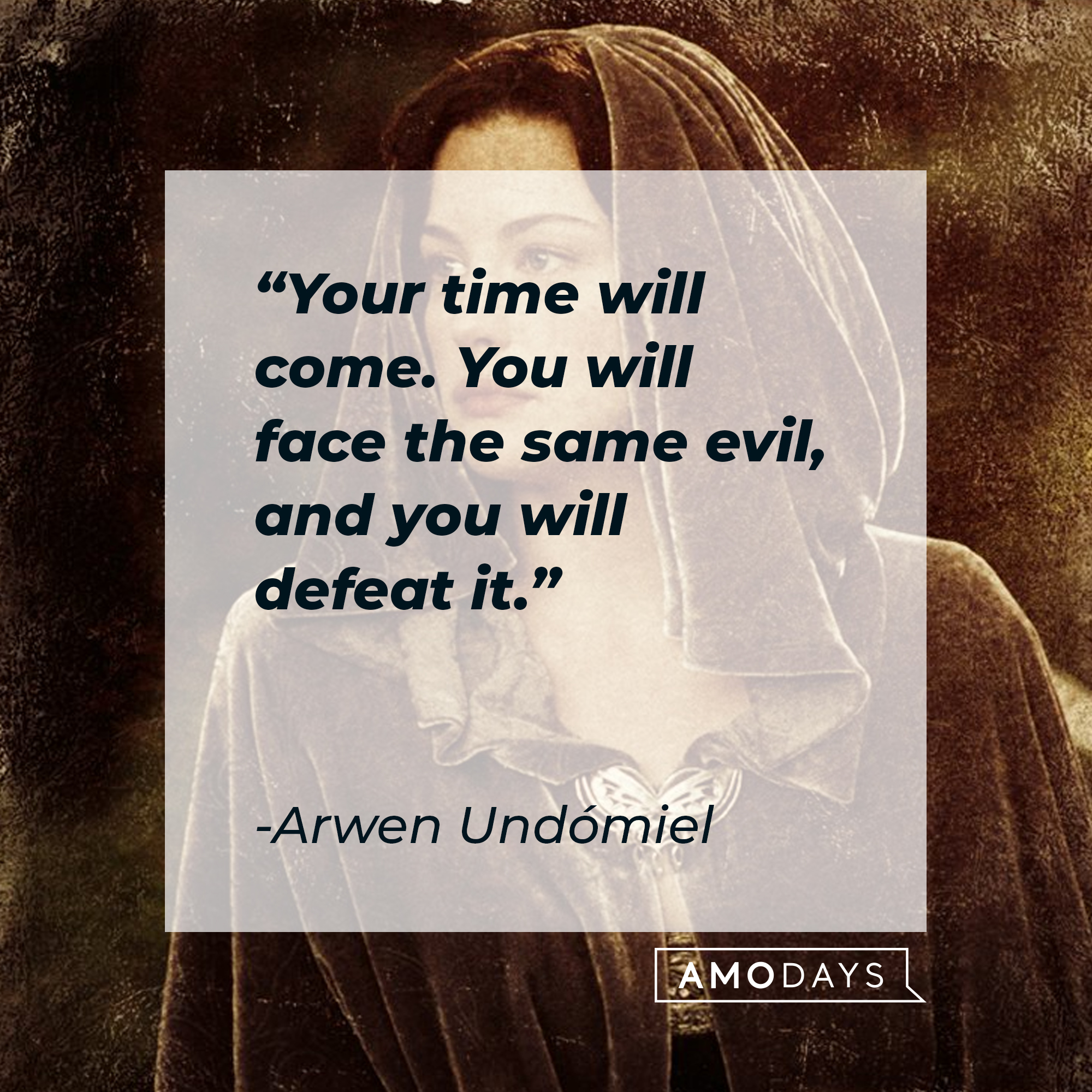 Arwen Undómiel and her quote from "Lord of the Rings:" "Your time will come. You will face the same evil, and you will defeat it." | Source: Facebook/lordoftheringstrilogy
